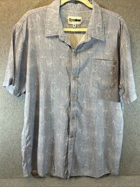 Tipsy Elves Button Up Shirt Men's XL Light blue Wishbone Short Sleeve